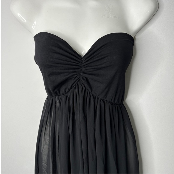 Maternity Chiffon Strapless Maxi Photography Dress Split Front Gown OS - Picture 3 of 9